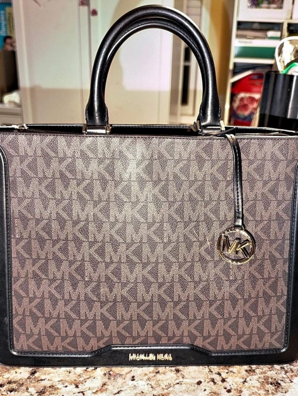 Michael Kors Charlotte Large Logo and Leather Top-Zip Tote Bag Top-Zip Tote in